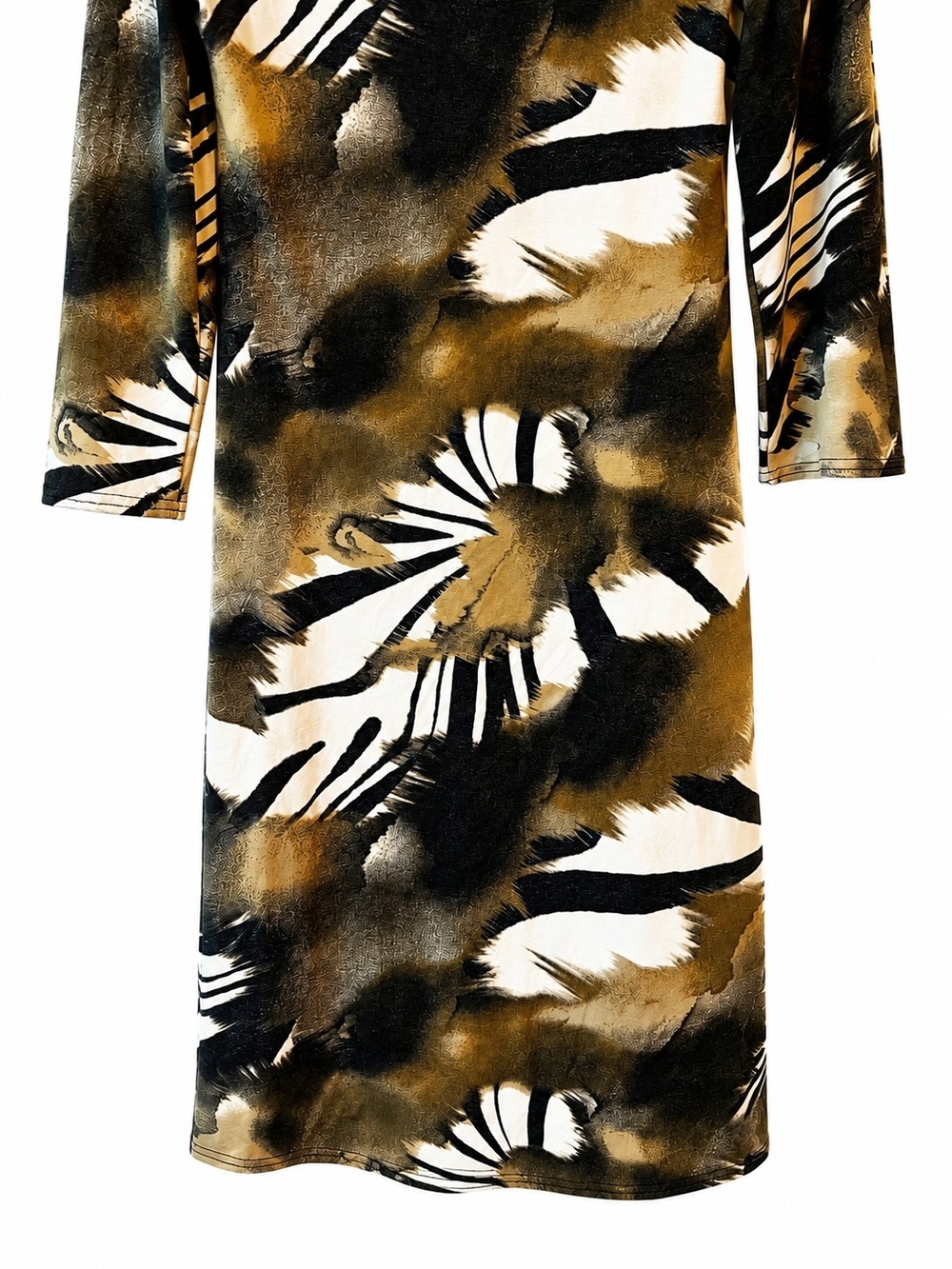 Joseph Ribkoff Abstract Black & Olive Print Midi Dress Size 8 - Picture 6 of 7